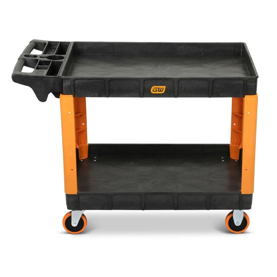 GEARWRENCH 46 Inch 2 Shelf Heavy Duty Utility Cart 500 lbs Capacity Professional Plastic Rolling Service Tool Cart with 5 Inch Casters GWPSCM