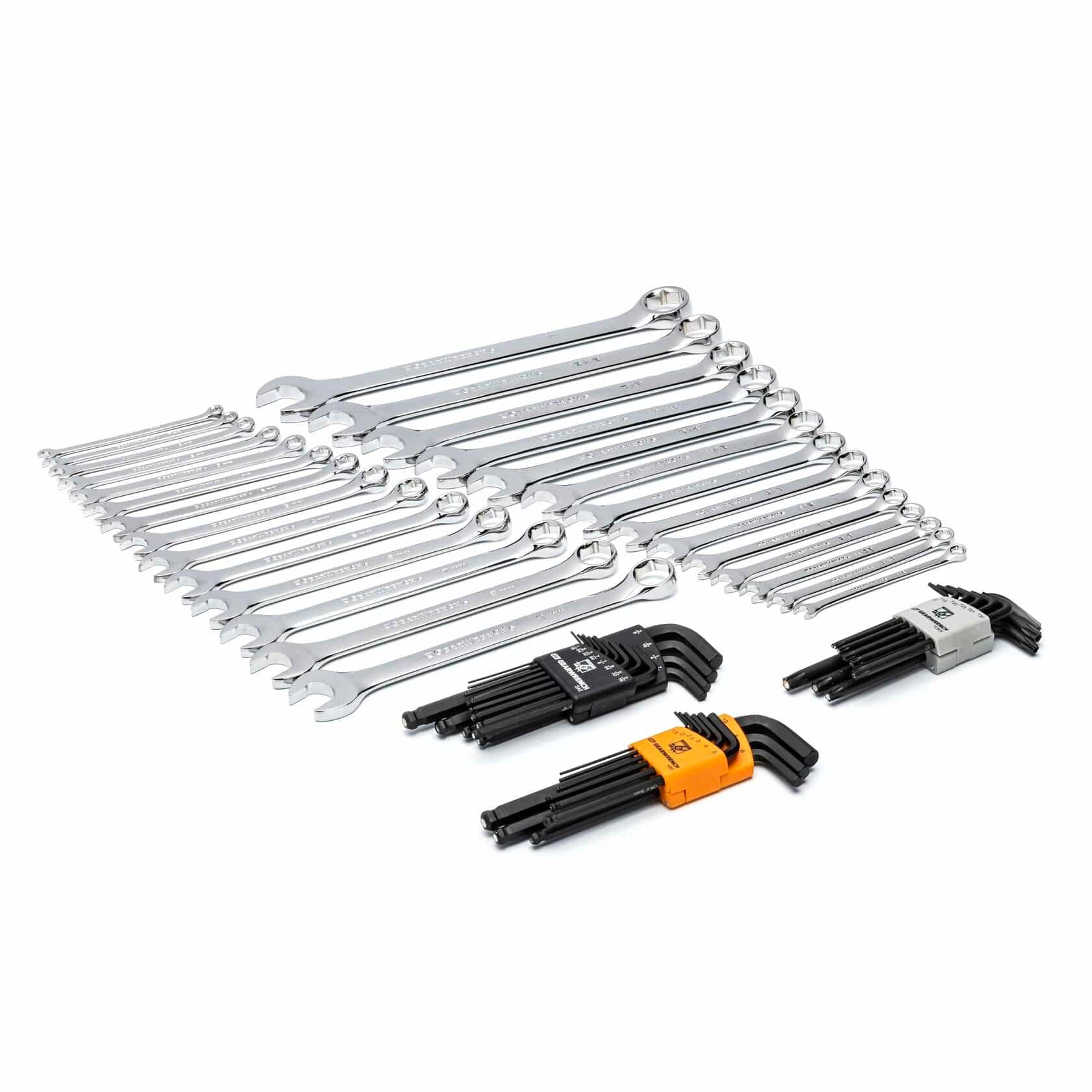 GEARWRENCH 59-Piece SAE and Metric 6-Point Combination Wrench Set with Magnetic Ball-End Hex Keys and Storage Holders