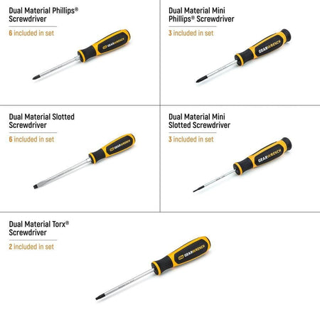 An informational graphic showcasing the various tool types included in the 80066H set, including standard and mini Phillips, Slotted, and Torx screwdrivers with professional dual-material grips.