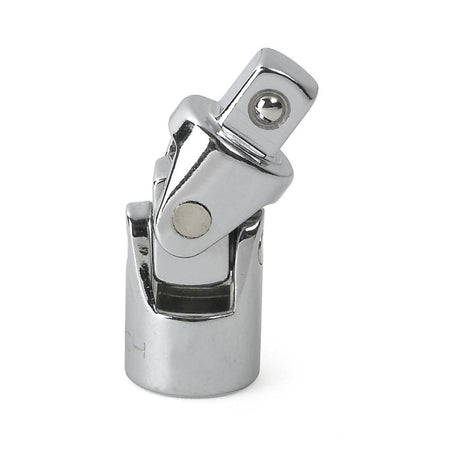 A GEARWRENCH 1/2 inch drive universal joint made of premium alloy steel with a full polish chrome finish for enhanced access and corrosion resistance.