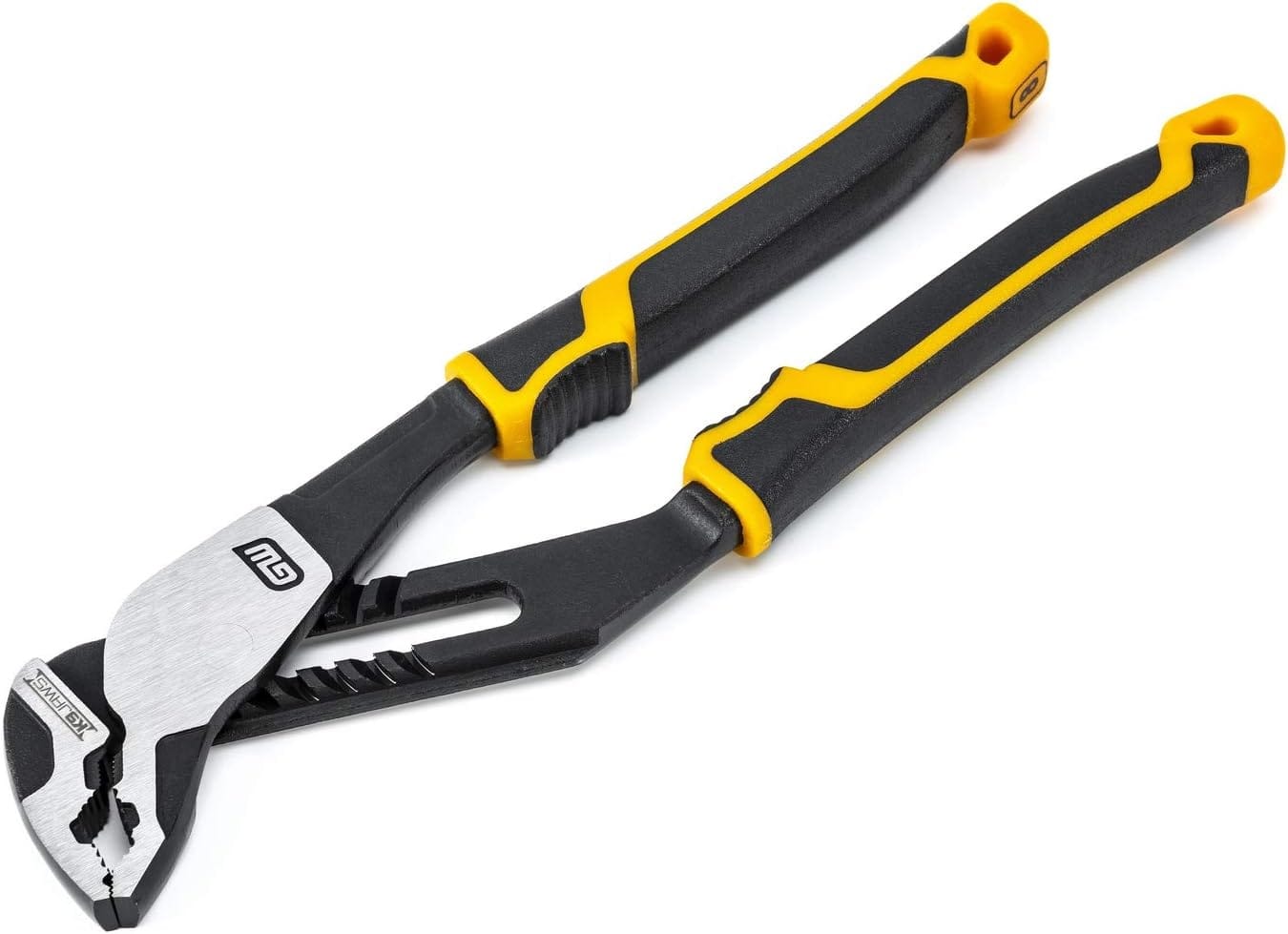 GEARWRENCH 82168C 8-inch PITBULL K9 V-Jaw tongue and groove pliers with high-leverage alloy steel construction and professional dual-material handles.