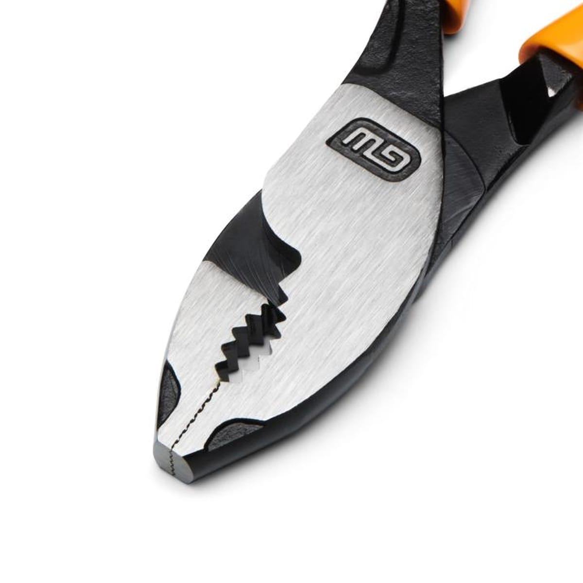 Close up view of the GEARWRENCH 6-inch PITBULL slip joint pliers jaws showcasing the high leverage design, cross-hatched teeth, and polished alloy steel finish for industrial repair.