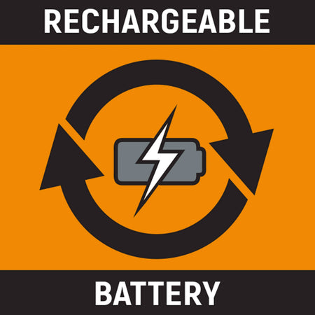 A performance icon showing a battery with a lightning bolt surrounded by circular arrows, representing the rechargeable lithium-ion battery system found in GEARWRENCH work lights.