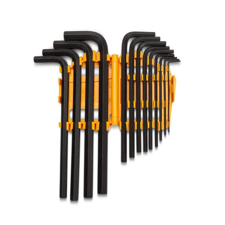 The open GEARWRENCH plastic caddy displaying the full 13-piece L-shaped metric hex key set from 1.5mm to 10mm neatly organized for quick access.