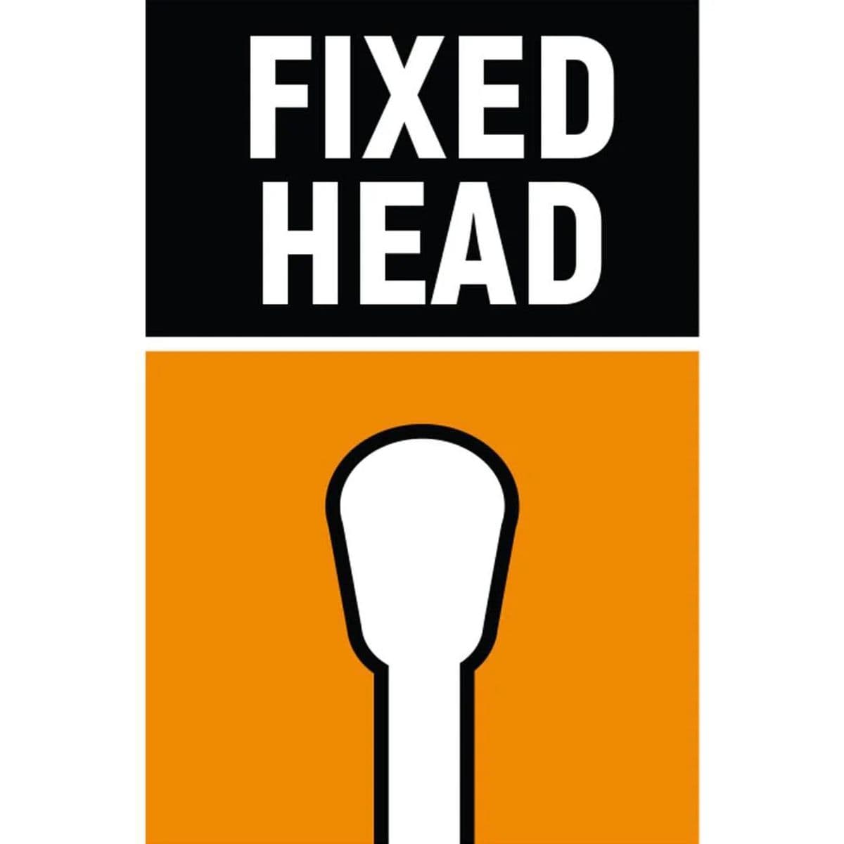 An icon graphic depicting the fixed head design of the torque wrench, illustrating the stable teardrop head shape that provides strength and reliability for high-torque structural applications.
