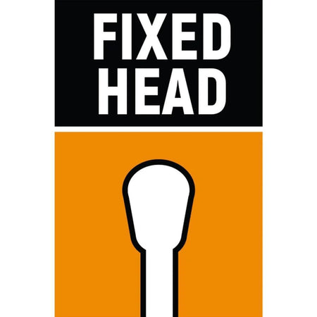 An icon graphic depicting the fixed head design of the torque wrench, illustrating the stable teardrop head shape that provides strength and reliability for high-torque structural applications.