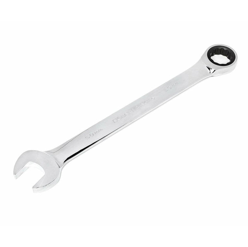 13 mm combination wrench with open-end and box-end design. Chrome-plated steel construction with engraved size marking. Used for turning fasteners in automotive, mechanical, and general maintenance tasks.