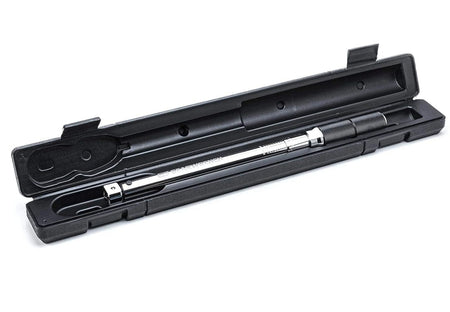 The knurled aluminum handle of the GEARWRENCH 89472 torque wrench resting inside its black blow-molded storage case.