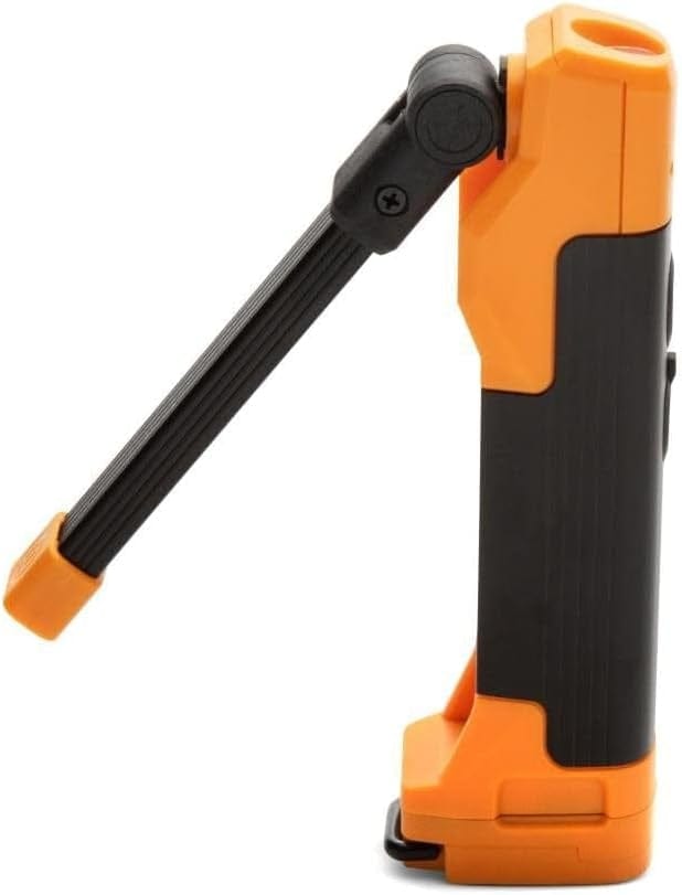 Side profile of the GEARWRENCH automotive inspection tool showing the flex-head hinge tilted at a forward angle to demonstrate adjustable light direction for precision tasks.
