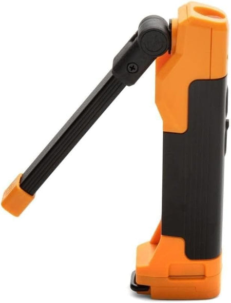 Side profile of the GEARWRENCH automotive inspection tool showing the flex-head hinge tilted at a forward angle to demonstrate adjustable light direction for precision tasks.