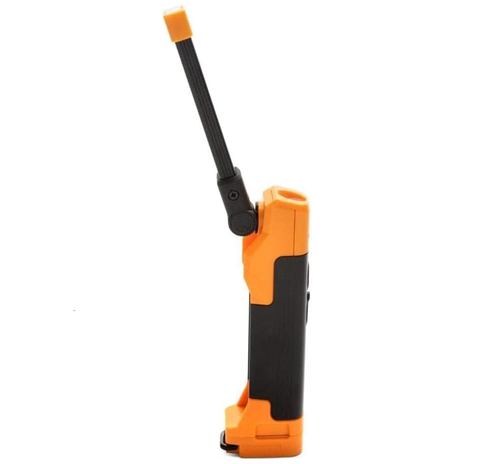 GEARWRENCH flex head LED light bar tilted backward to showcase the full range of movement provided by the professional-grade pivoting hinge.