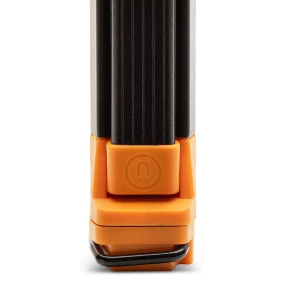 Close-up of the base of the GEARWRENCH LED light highlighting the circular magnet icon, indicating a powerful magnetic base for secure mounting on metal surfaces.