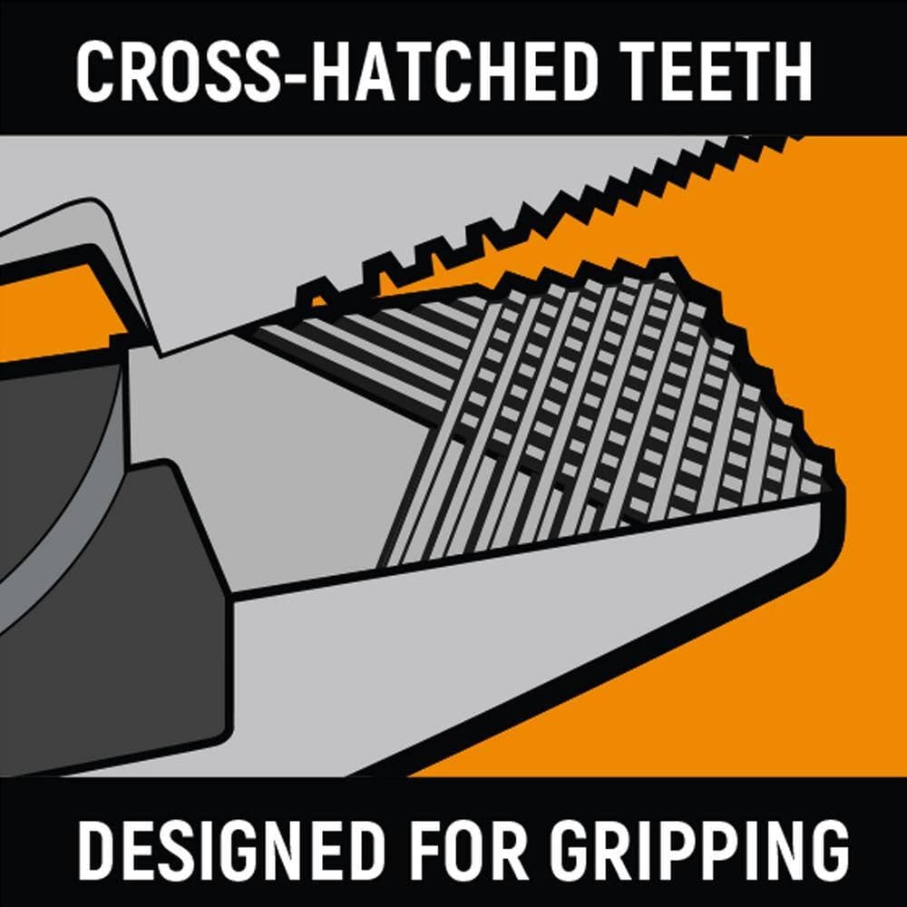 An informational graphic with a water droplet icon and bold white text stating corrosion resistant finish, highlighting the industrial-grade black oxide coating used on the GEARWRENCH PITBULL pliers series.