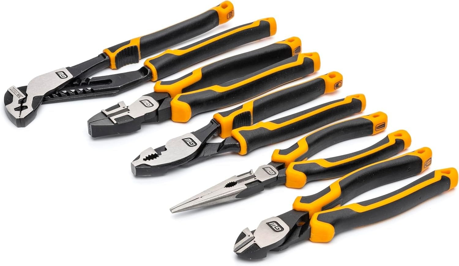 A profile view of the PITBULL heavy-duty diagonal cutting pliers, showcasing the high-leverage joint for increased cutting power and the ergonomic orange and black dual-material handles.