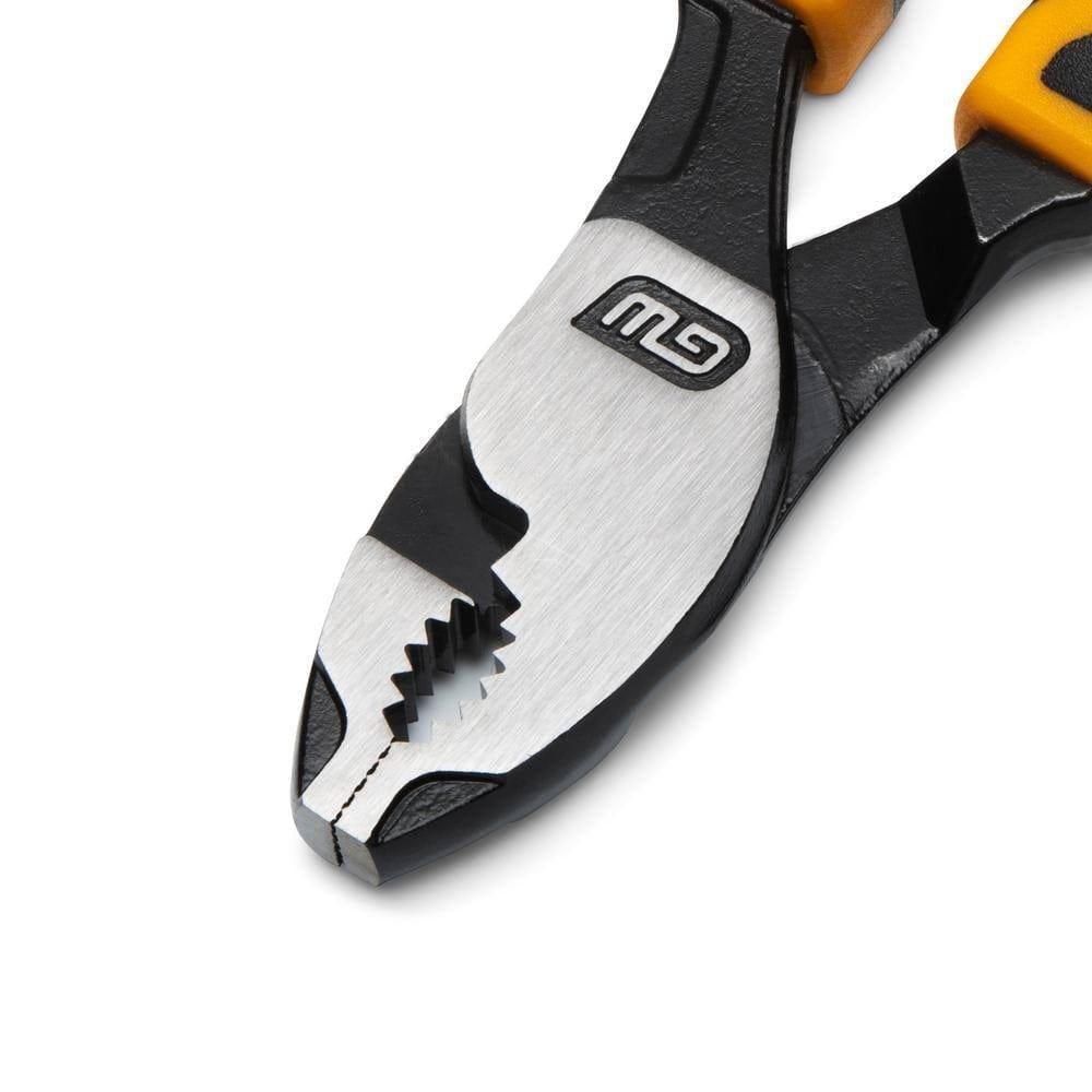A technical layout of the PITBULL 5-piece pliers set inside the professional modular foam storage tray, illustrating the high-visibility size markings and precise tool cutouts for workshop organization.