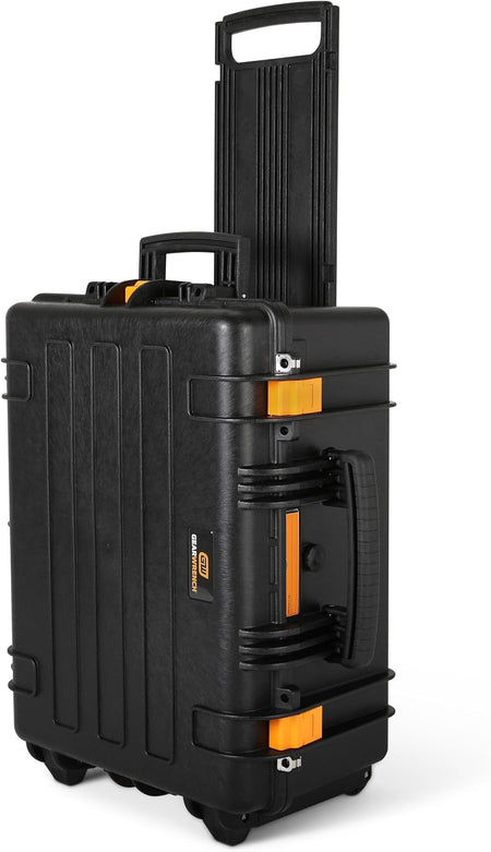 The GEARWRENCH GWMP100 mobile tool vault features a retractable handle and rugged exterior casing built for professional job sites.