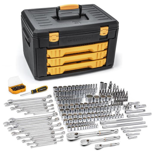 GearWrench 243 Pc 12 Point Mechanics Tool Set in 3 Drawer Storage Box