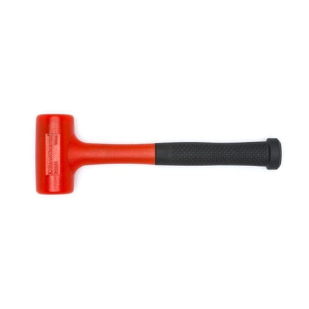Side view of the GearWrench 16 ounce dead blow hammer featuring a red composite body, canister head, and black textured grip.