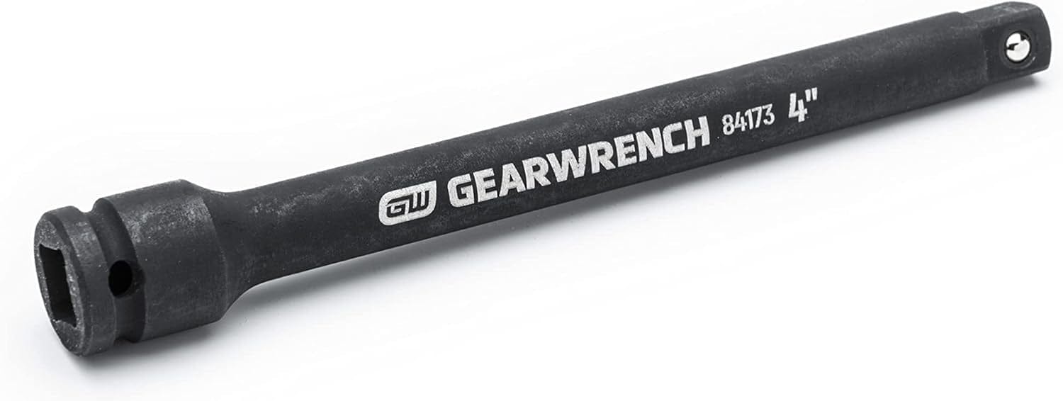 Close-up of a GearWrench 1/4 inch drive 6 inch impact extension bar showing the black manganese phosphate finish.