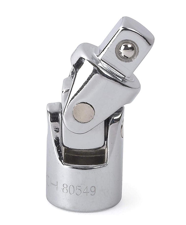 GearWrench 3/8-inch drive universal joint extension with a full polish chrome finish allowing for improved access to fasteners at difficult angles.