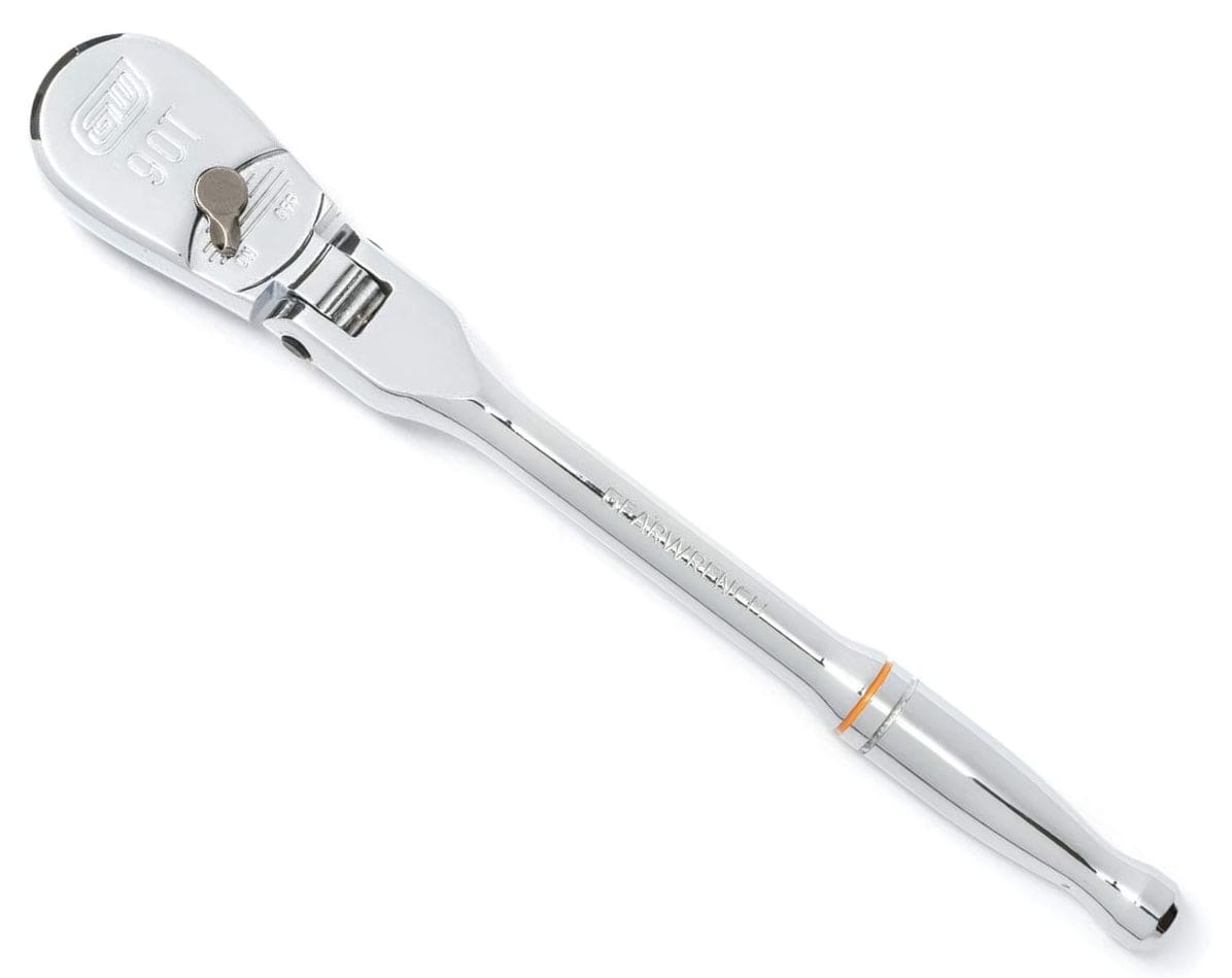 A studio shot of the 3/8-inch drive, 11-inch long-handle 90-tooth flex-head ratchet from the 81230T set.