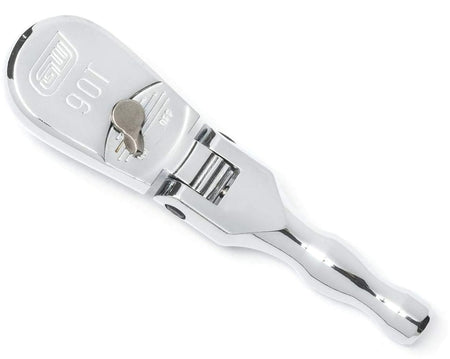 A close-up studio shot of the 3/8-inch drive, 5-inch stubby 90-tooth flex-head ratchet from the 81230T set.