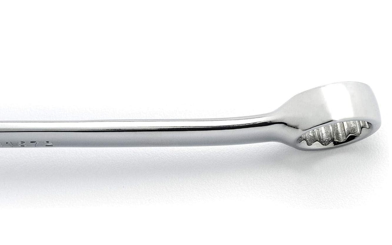 Side profile close-up focusing on the box end to visualize the 15-degree angle offset from the handle beam.