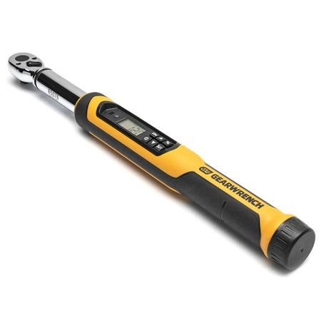 GearWrench digital torque wrench displaying “12.0” on screen, with black and yellow ergonomic handle and engraved model number “85076.”