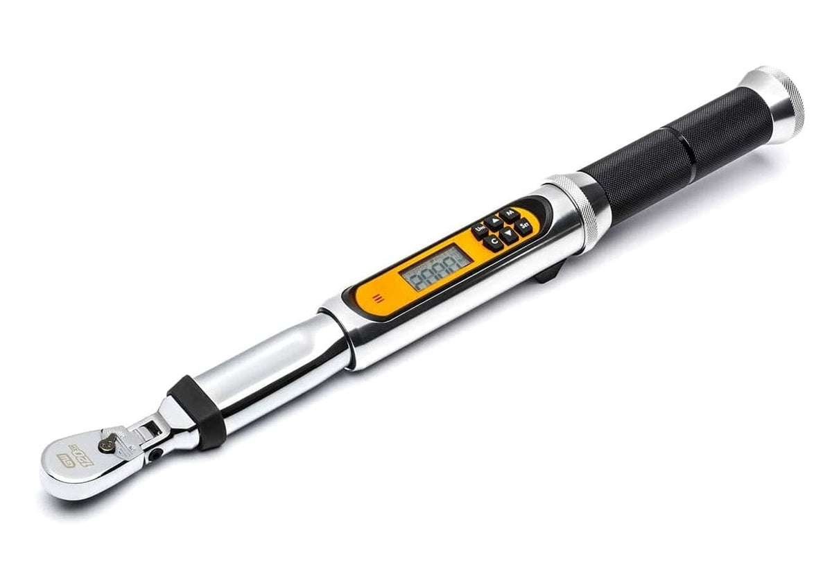 A three-quarter angle studio shot of the GEARWRENCH 85194 1/4-inch drive electronic torque wrench.