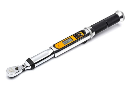 A three-quarter angle studio shot of the GEARWRENCH 85194 1/4-inch drive electronic torque wrench.