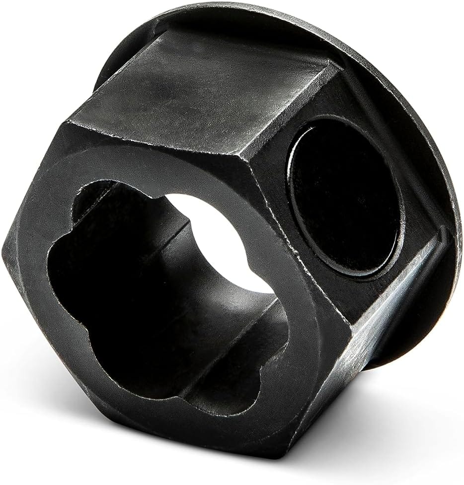 Rear view of a Bolt Biter insert, showing the high-strength magnetic retention disc that keeps the extraction tool securely seated inside a standard wrench during high-torque applications.