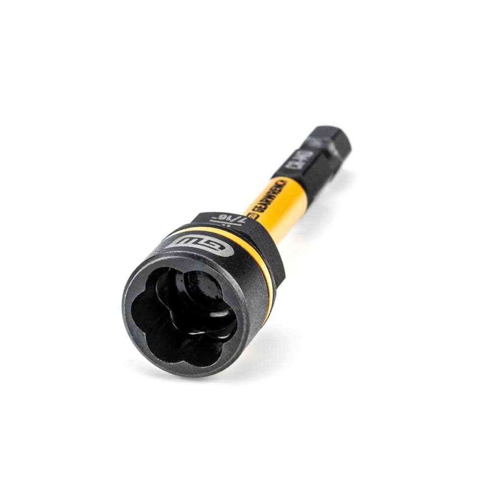 Angled view of GEARWRENCH Bolt Biter internal flutes engineered to grip rounded fastener heads without cutting into metal.