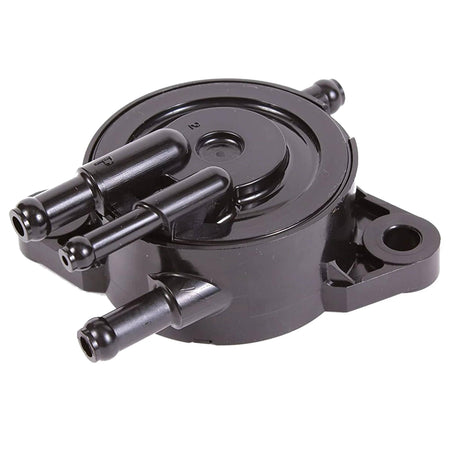 Genuine OEM Honda 16700-Z6L-003 fuel pump assembly for V-Twin small engines, featuring a high-durability black polymer housing with three precision fuel line inlet and outlet ports.