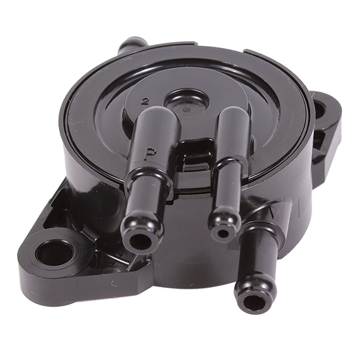 Alternate perspective of the Honda 16700-Z6L-003 fuel pump showing the integrated mounting flange and vacuum pulse port, designed for GX630, GX660, and GX690 industrial engines.