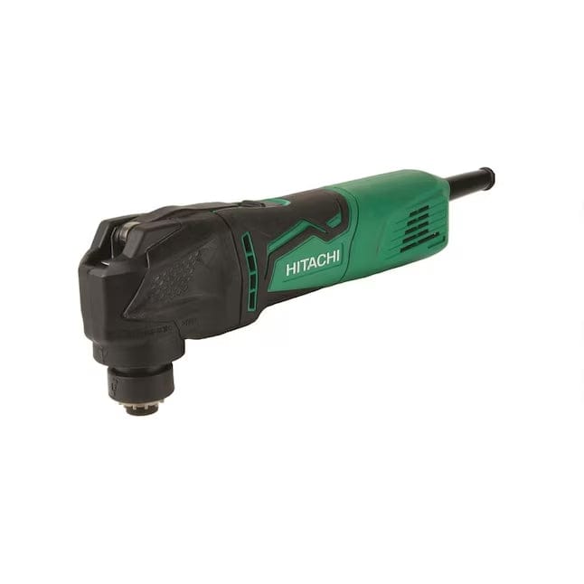 Angled rear view of the green and black oscillating multi-tool body without attachments showing the power cord and grip texture.