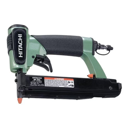 A side profile studio shot of the green and black Hitachi NP35A 23-gauge pin nailer.