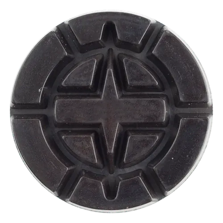 Husqvarna HTC DT 5 HX black hybrid diamond puck with channel grooves for scratch removal on hard concrete floors.