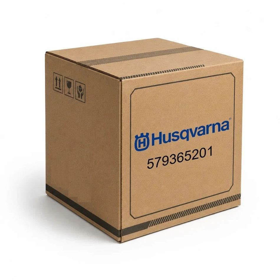 Husqvarna 579365201 genuine OEM engine oil filter factory box for power cutter and construction equipment maintenance.