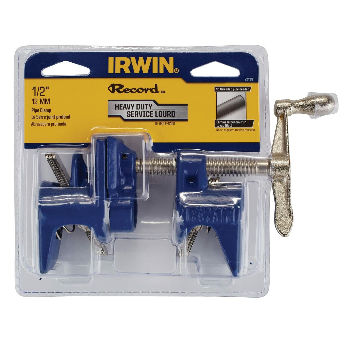IRWIN 1/2 Inch Pipe Clamp with heavy-duty clutch system and large feet for enhanced stability and clearance