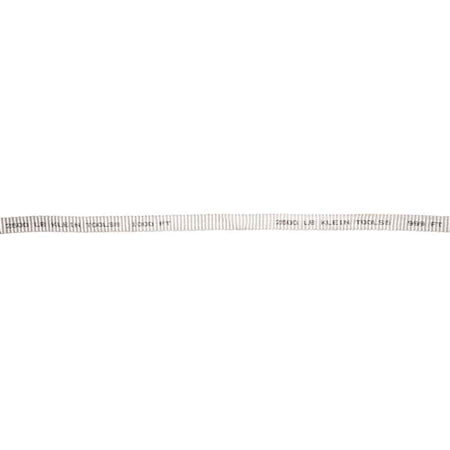 Close-up of Klein Tools flat woven polyester pull tape displaying pre-printed 2500 lb tensile strength rating and sequential foot measurements.