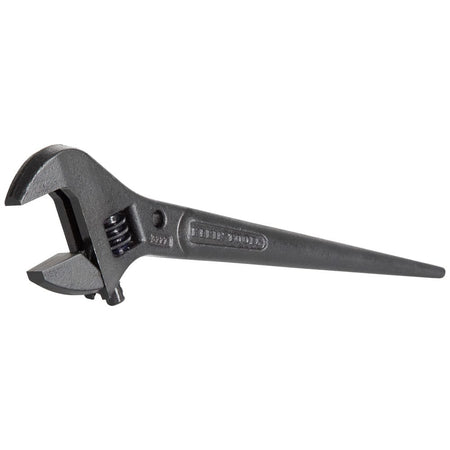Klein Tools 3227 10 Inch Adjustable Construction Spud Wrench with 1‑7/16 inch jaw opening and tapered alignment handle, engineered for ironworkers and bolt alignment in steel erection.