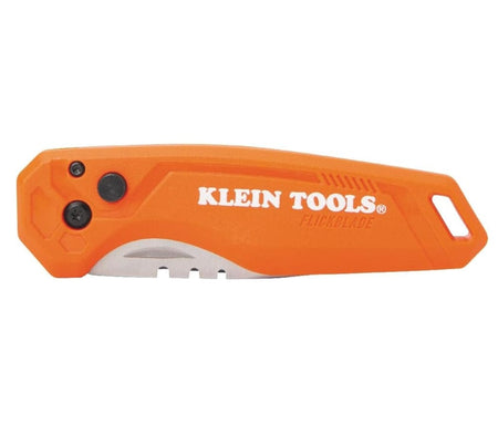Studio view of the knife in the fully closed position, highlighting the compact ergonomic shape and visible lanyard hole.