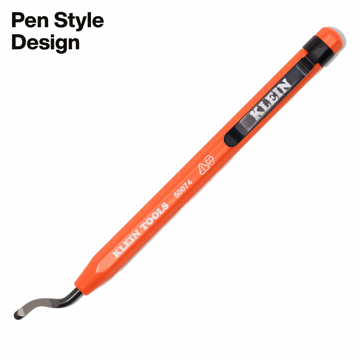 Full side view of the Klein Tools 50074 highlighting the slim pen-style design and portable 5.5-inch length for easy storage in tool pouches or pockets.