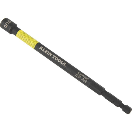A studio shot of the single 5/16 inch nut setter, displaying the black shaft, yellow color band, and hex shank.