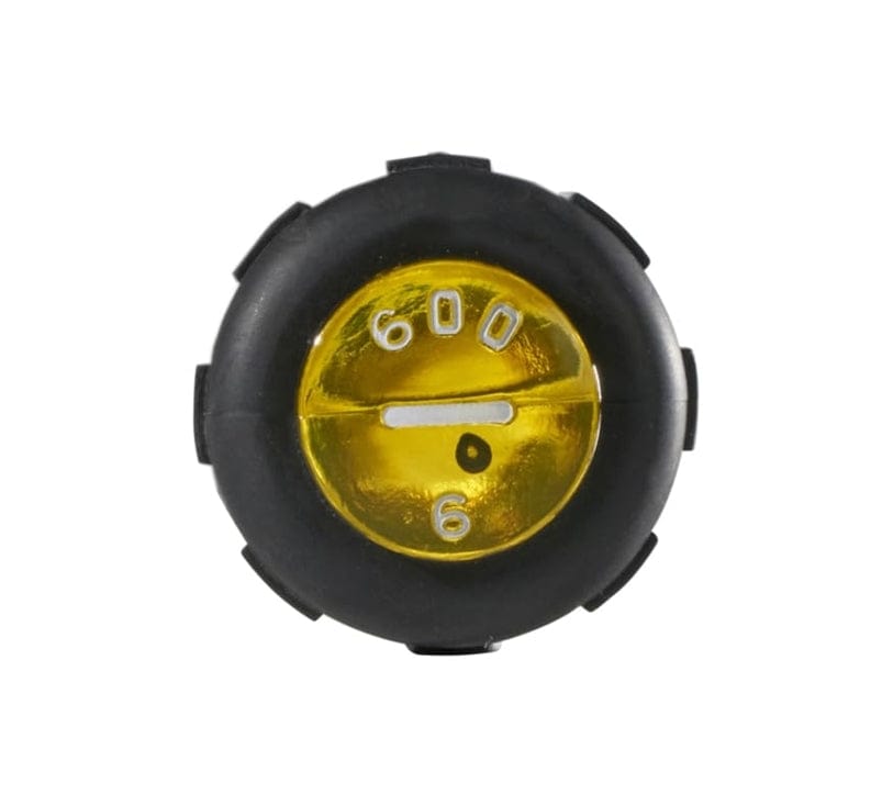 Top-down view of the handle end showing the Tip-Ident markings 600-6 and a flathead symbol for quick tool identification.