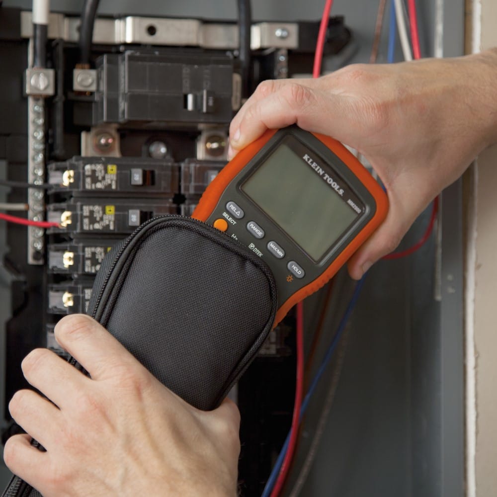 Close-up of the heavy-duty PVC zipper track and zinc alloy zipper pull on the 69401 case. This detail illustrates the high-cycle hardware used to ensure reliable access to meters and testers during frequent daily use.