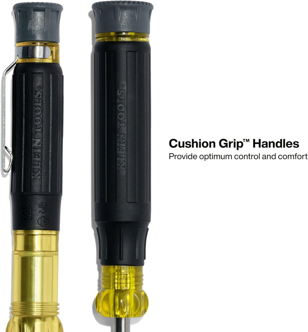 Infographic callouts for the primary driver in the set, highlighting the Rare-Earth magnet, the 26-bit in-handle storage compartment, and the spin cap for precise control, noting that this driver is not insulated.