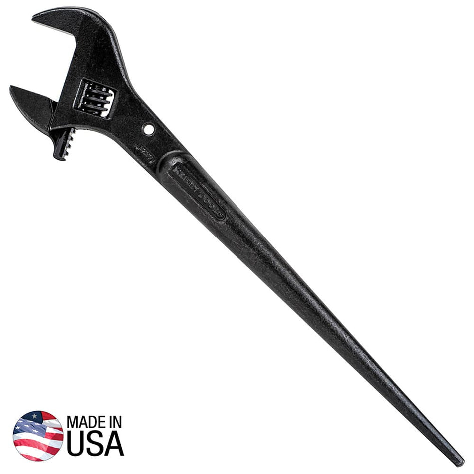 Klein Tools Adjustable Spud Wrench 3239 1-5/8 Inch Capacity Construction Alignment Tool (16 Length Tether Hole Forged Black Oxide Steel)
