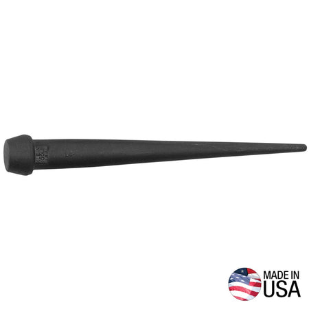 Klein 3255 broad-head bull pin featuring forged alloy steel construction, a 1-1/4-inch body diameter, and a black rust-resistant finish.