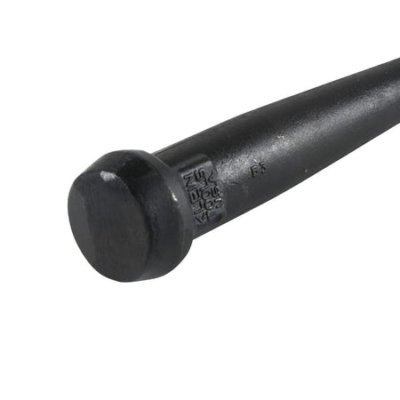 Close-up view highlighting the enlarged angled striking head and squared-off wrench surfaces below the head on the Klein 3256 bull pin.